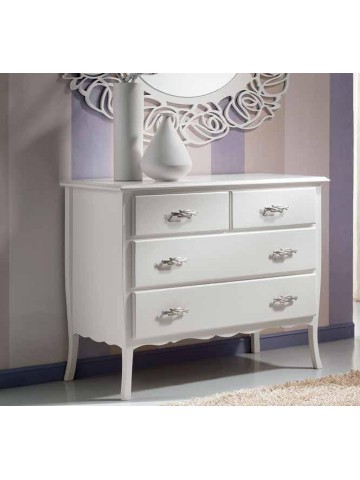 Comò Cassettone in legno Bianco piedi a sciabola