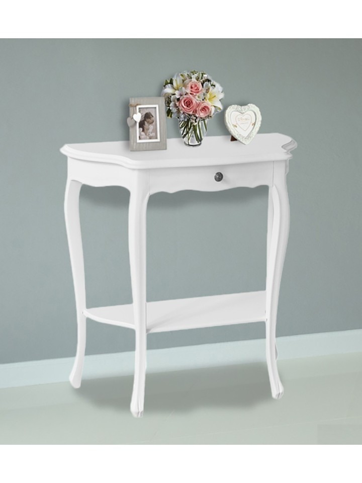 Consolle in legno 1 cassetto Bianco opaco