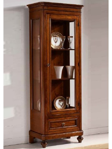 Vetrina in legno massiccio noce scuro piedi a Cipolla