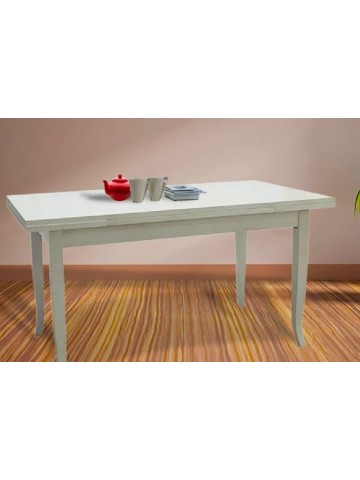 Tavolo Rettangolare Allungabile in Legno Piedi a Sciabola Bianco 100 x 70