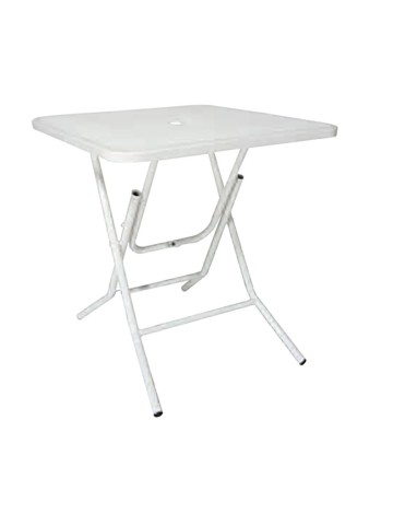 Tavolino Quadrato in Ferro Pieghevole Bianco