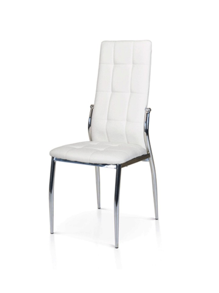 Sedia da Cucina moderna in Ecopelle e struttura in Acciaio Cromato ed