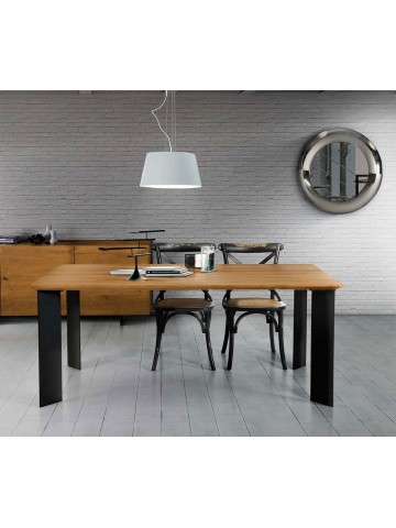 Tavolo Rettangolare Fisso Massello con Gambe in Metallo