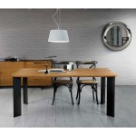 Tavolo Rettangolare Fisso Massello con Gambe in Metallo