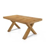 Tavolo X in legno massello di rovere bianco consumato