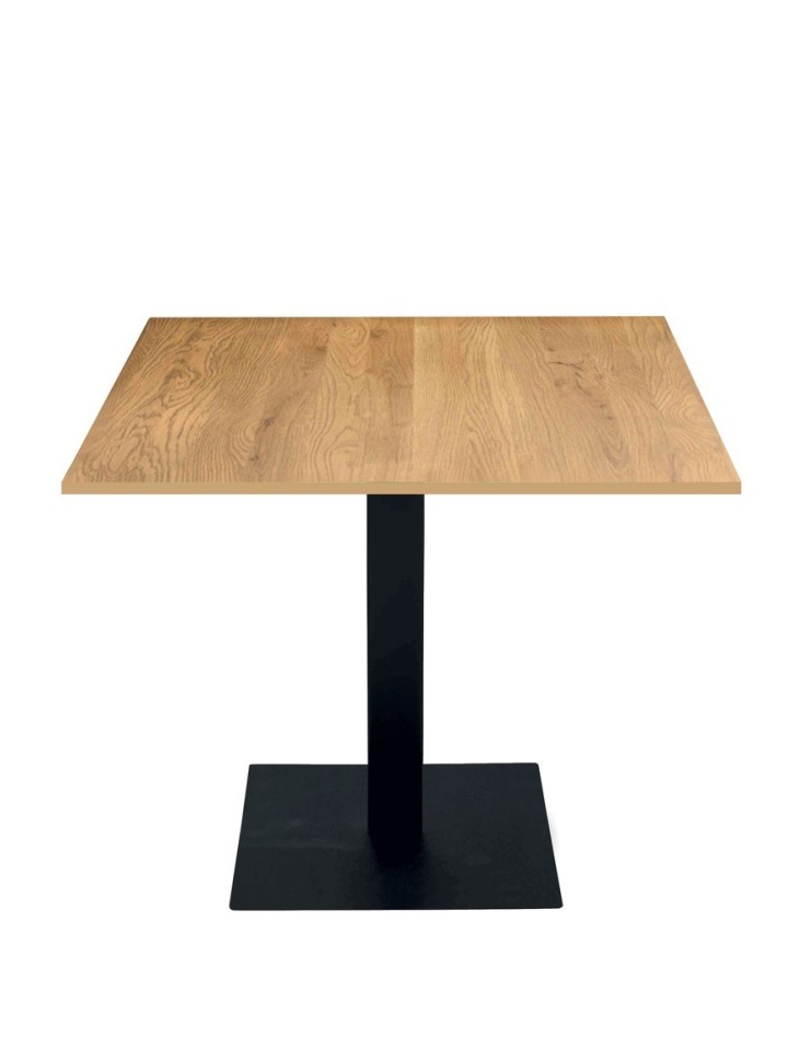 Tavolo da Ristorante Base Quadrata in Ferro Piano Rovere Nodato