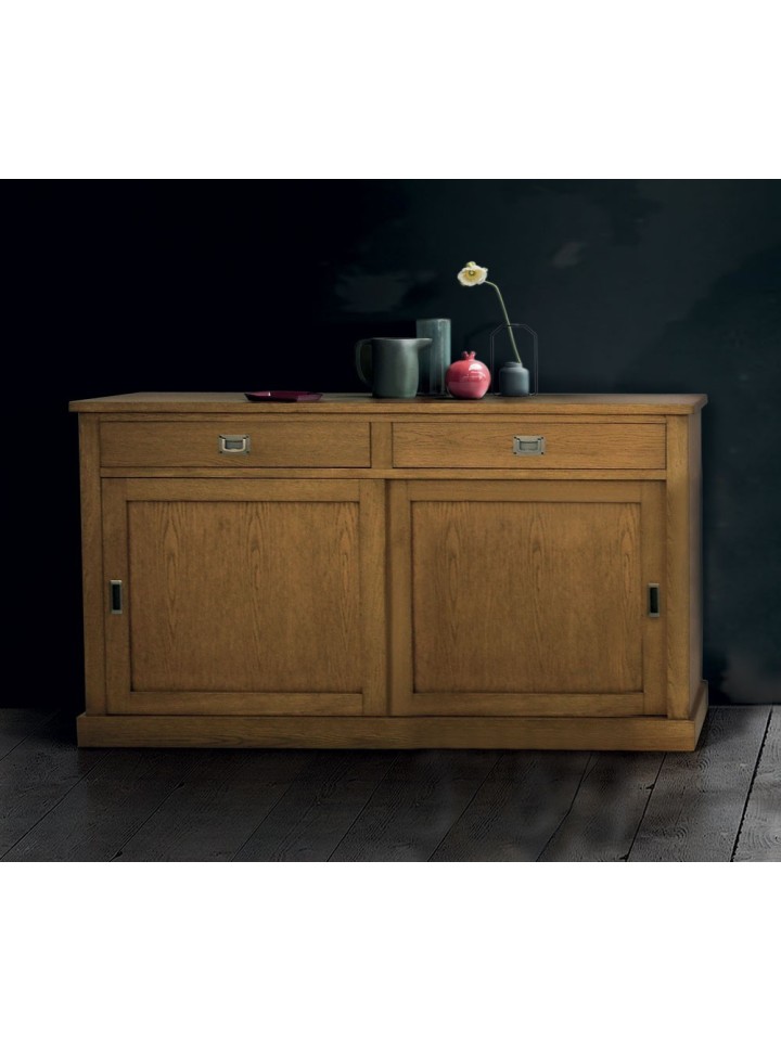 Credenza Legno 2 Ante Scorrevoli 2 Cassetti