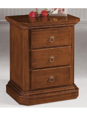 Comodino in legno 3 cassetti con zoccolo Bianco