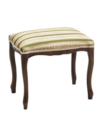 Sgabello Pouff in legno noce scuro imbottito Verde