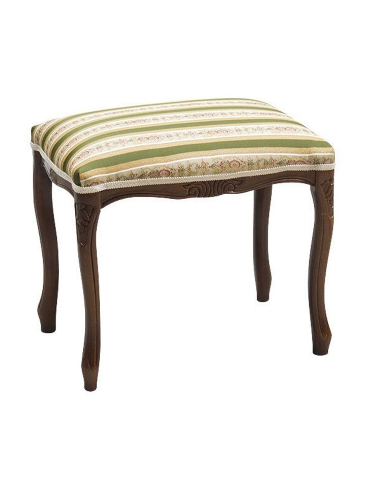 Sgabello Pouff in legno noce scuro imbottito Verde