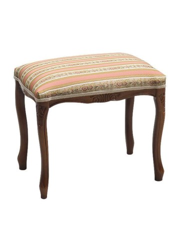 Sgabello Pouff in legno noce scuro imbottito Rosa