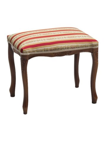 Sgabello Pouff in legno noce scuro imbottito Rosso