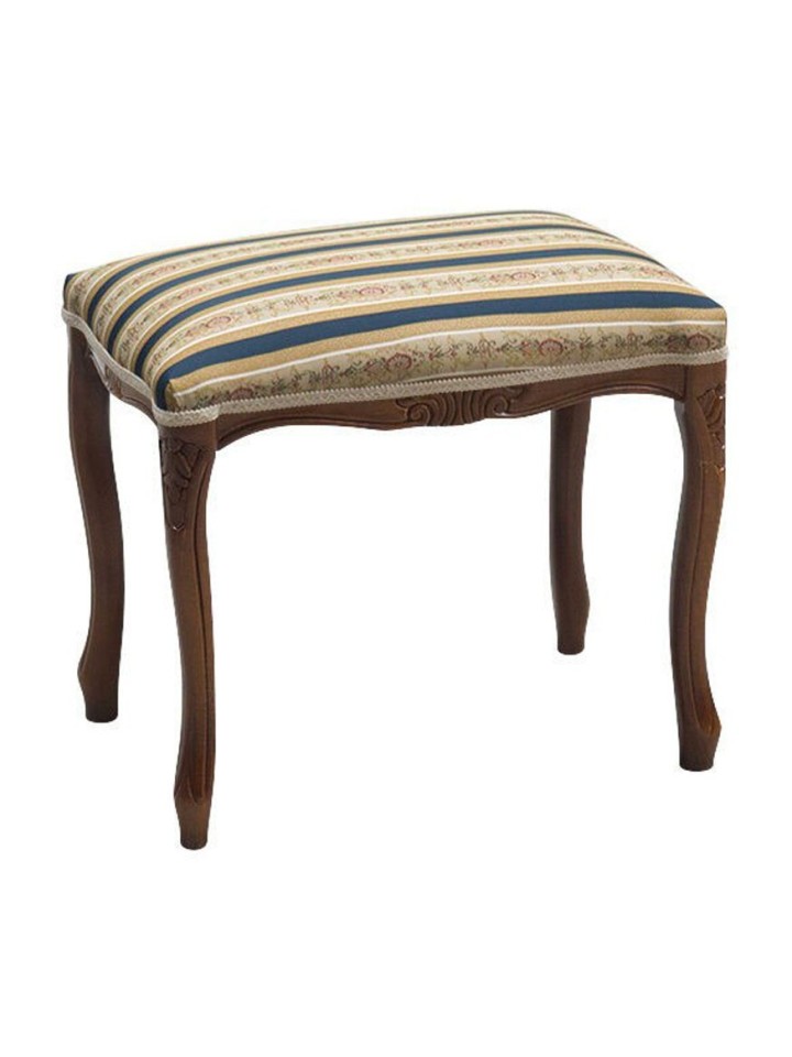 Sgabello Pouff in legno noce scuro imbottito Blu