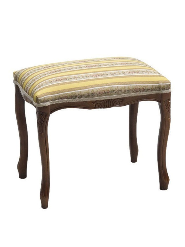 Sgabello Pouff in legno noce scuro imbottito Giallo