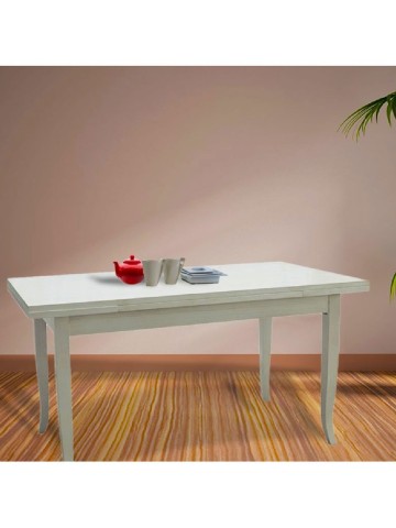 Tavolo rettangolare allungabile in legno con piede a sciabola