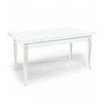 Tavolo Rettangolare Allungabile in Legno Piedi a Sciabola Bianco