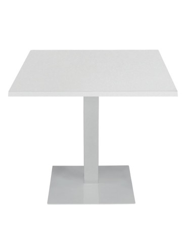 Tavolo da Ristorante Base Quadrata Bianca Piano Bianco