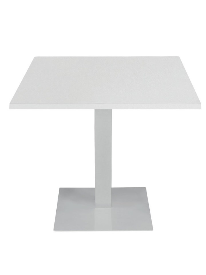 Tavolo da Ristorante Base Quadrata Bianca Piano Bianco