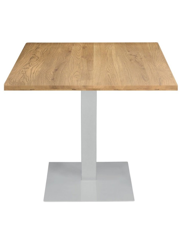 Tavolo da Ristorante Base Quadrata in Ferro Piano Rovere Nodato