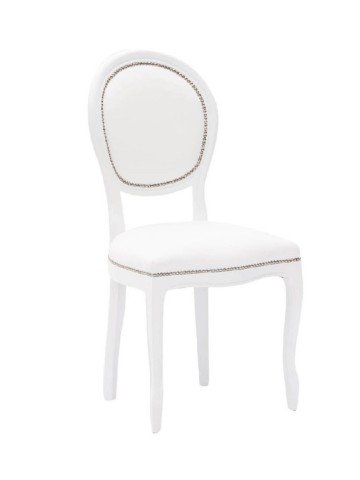 Sedia in legno Shabby Chic Imbottita Ecopelle Bianca