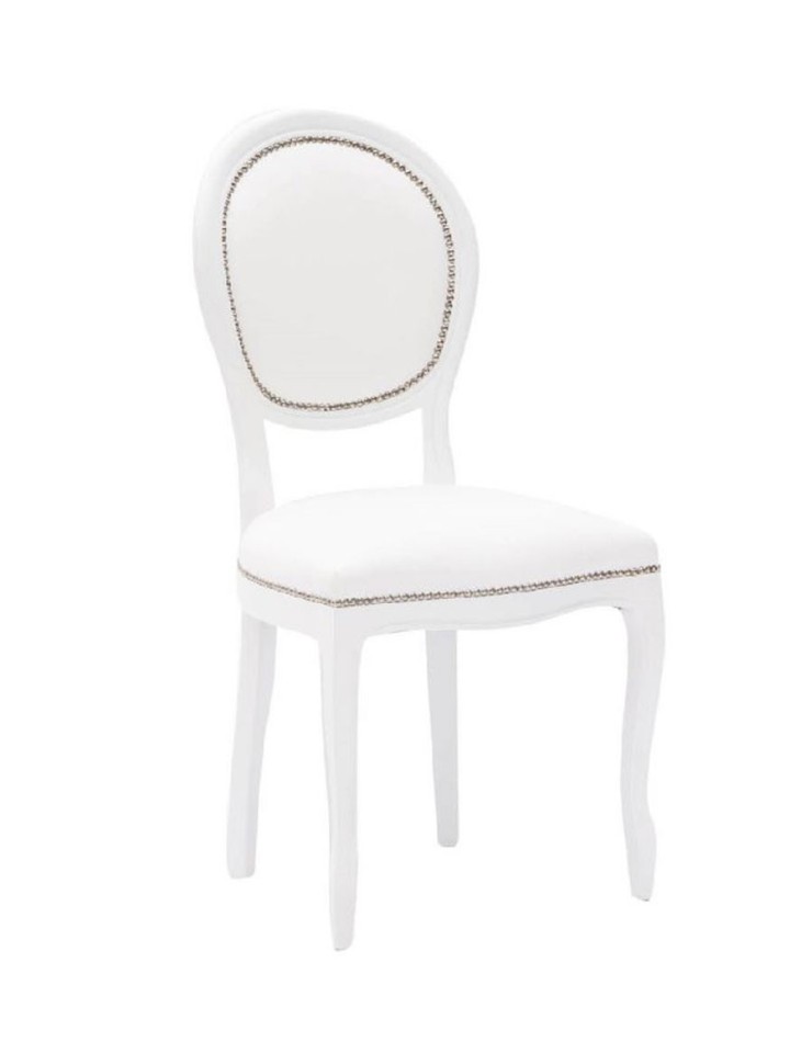 Sedia in legno Shabby Chic Imbottita Ecopelle Bianca