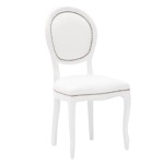 Sedia in legno Shabby Chic Imbottita Ecopelle Bianca