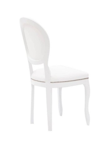 Sedia in legno Shabby Chic Imbottita Ecopelle Bianca
