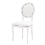 Sedia in legno Shabby Chic Imbottita Ecopelle Bianca