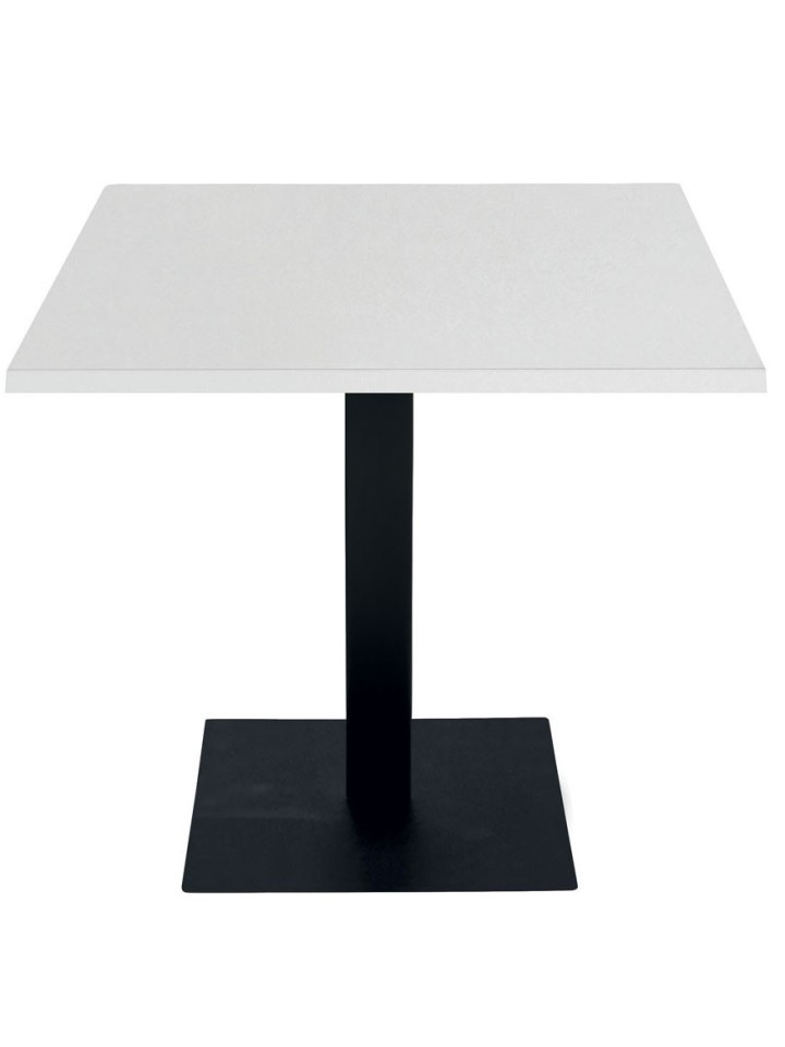 Tavolo da Ristorante Base Quadrata Antracite Piano Bianco Consumato