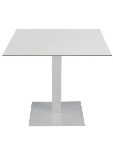 Tavolo da Ristorante Base Quadrata Bianca Piano Bianco in HPL