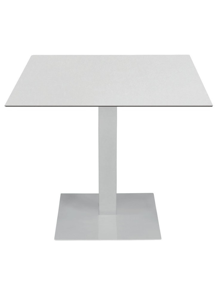 Tavolo da Ristorante Base Quadrata Bianca Piano Bianco in HPL
