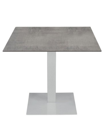 Tavolo da Ristorante Base Quadrata Bianca Piano Cemento in HPL
