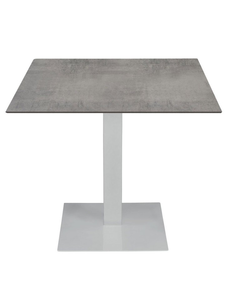 Tavolo da Ristorante Base Quadrata in Ferro Piano Rovere Nodato