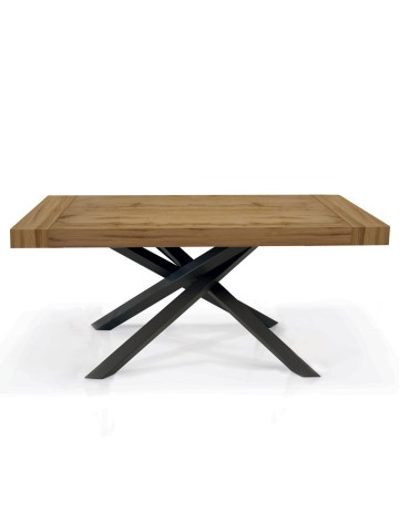 Tavolo Rettangolare Allungabile con Gambe Incrociate Nere Piano Rovere