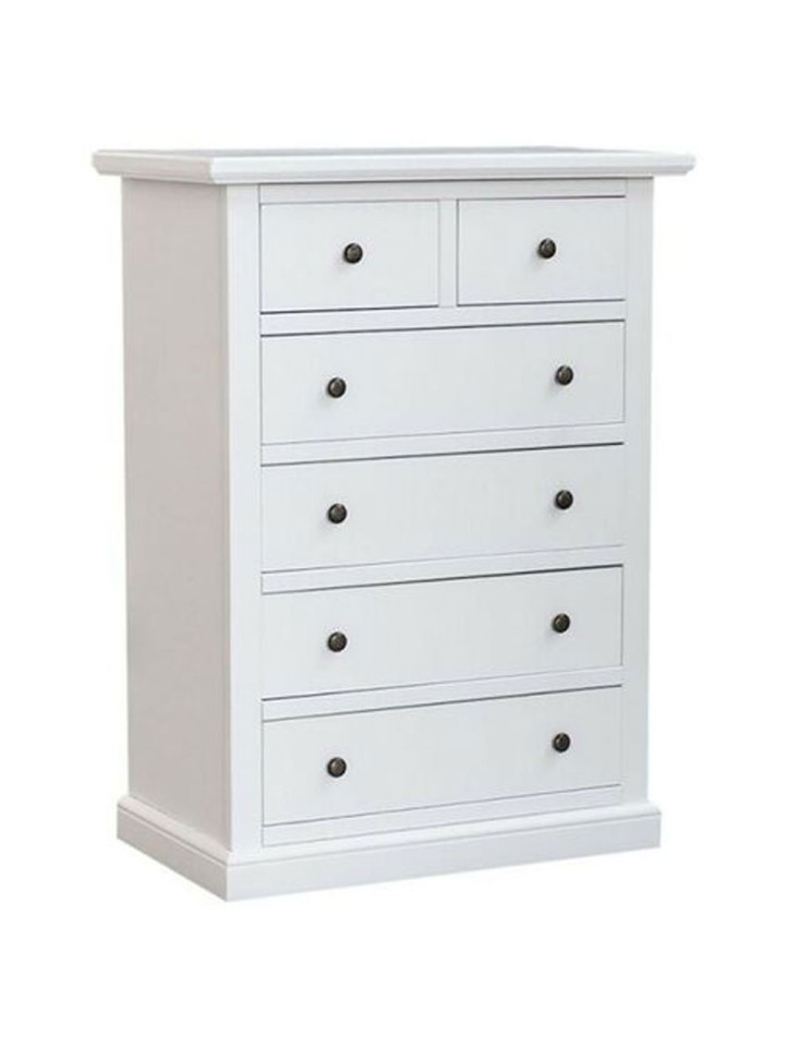 Cassettiera in legno Bianca 4+2 cassetti lisci