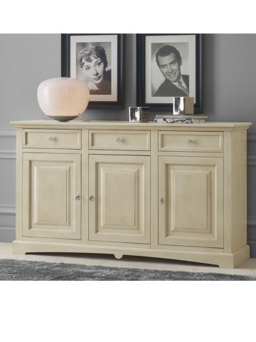 Credenza 3 Ante a Goccia in legno Avorio Anticato