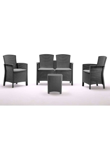 Salotto Set Sofà per Esterno Effetto Rattan in Polipropilene (4 Posti + Tavolino)