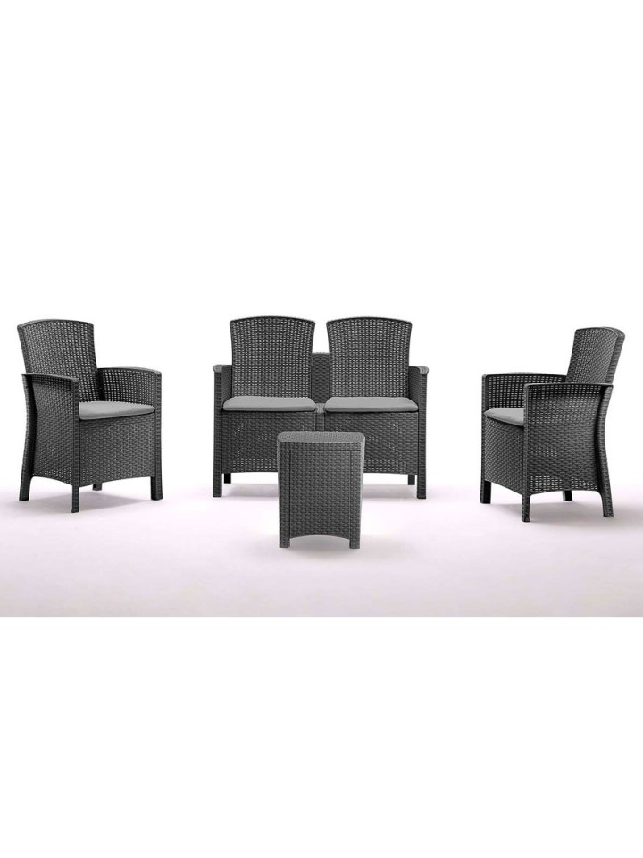 Salotto Set Sofà per Esterno Effetto Rattan in Polipropilene (4 Posti + Tavolino)