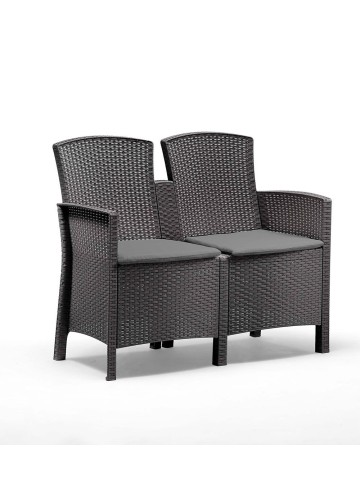 Salotto per esterno effetto rattan in polipropilene (4 posti + tavolino)